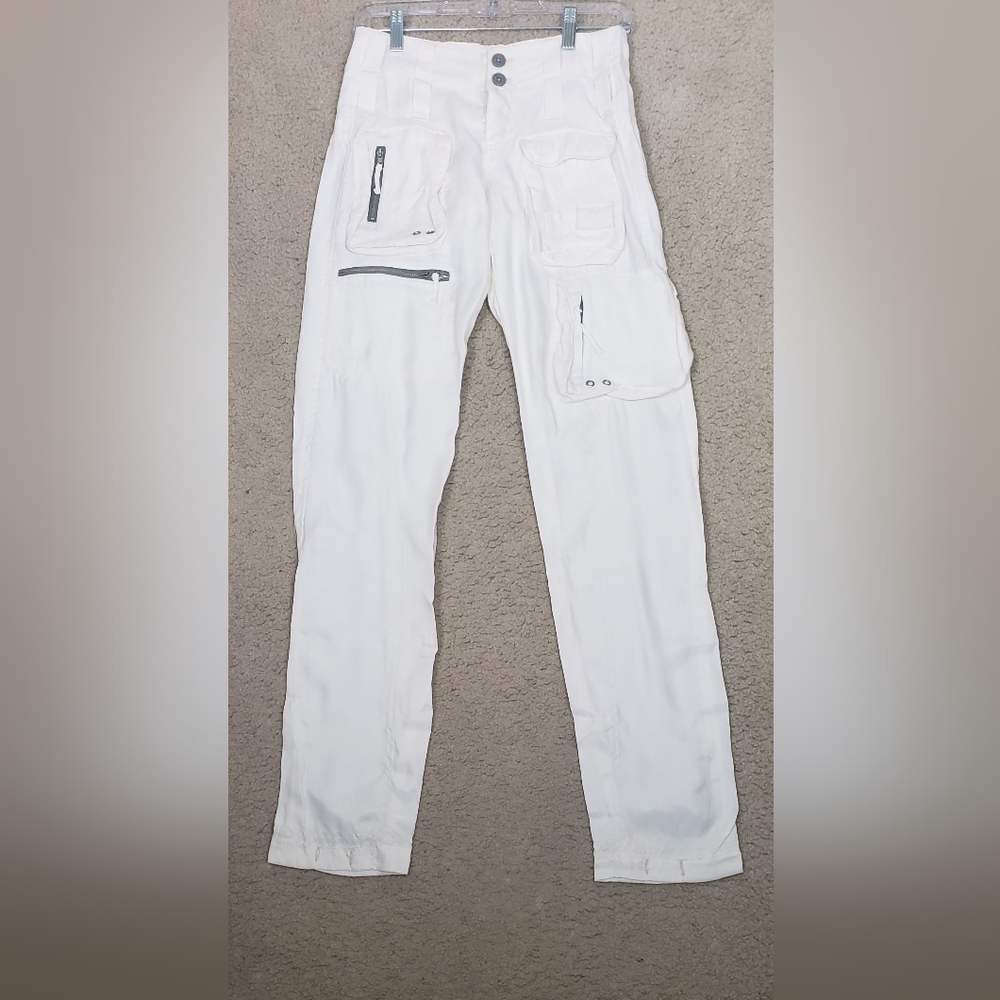 Johnny Was Pete & Greta Marika Cargo Pants Button Zipper Front White Y2K - Picture 2 of 13